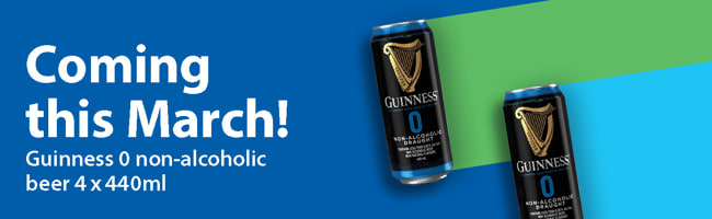 Coming this March! Guiness 0 non-alcoholic beer.