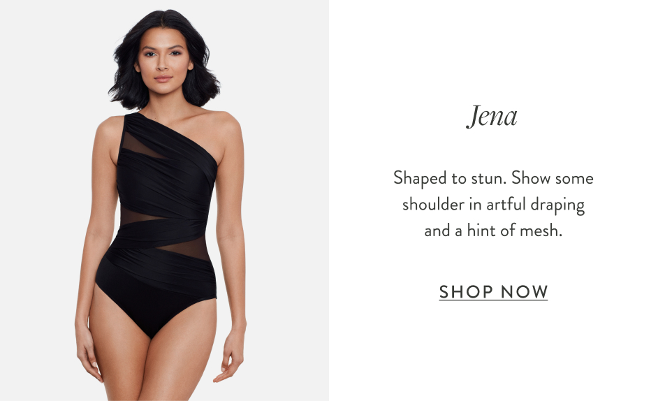 Jena Shaped to stun. Show some shoulder in artful draping and a hint of mesh. Shop Now