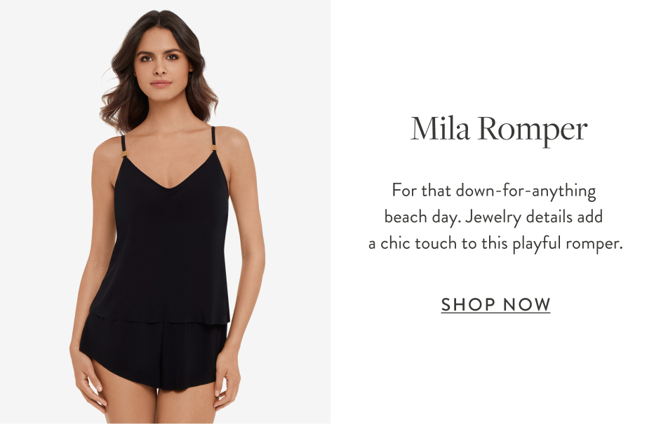 Mila Romper For that down-for-anything beach day. Metallic details add a chic touch to this playful romper.