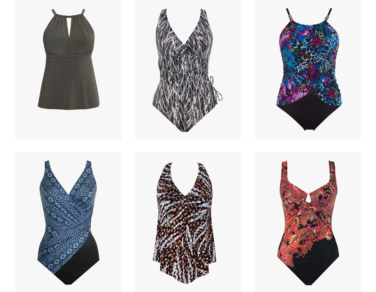 1) Riveted Donna Tankini in Military 6014326 2) Chevron Python Eclat 6537977 3) Social Butterfly Lisa 6013655 4) Paillette Oceanus 6537588 5) Natural Wonder Taylor Tankini 6012552 6) Kashmir Enchant 6537731