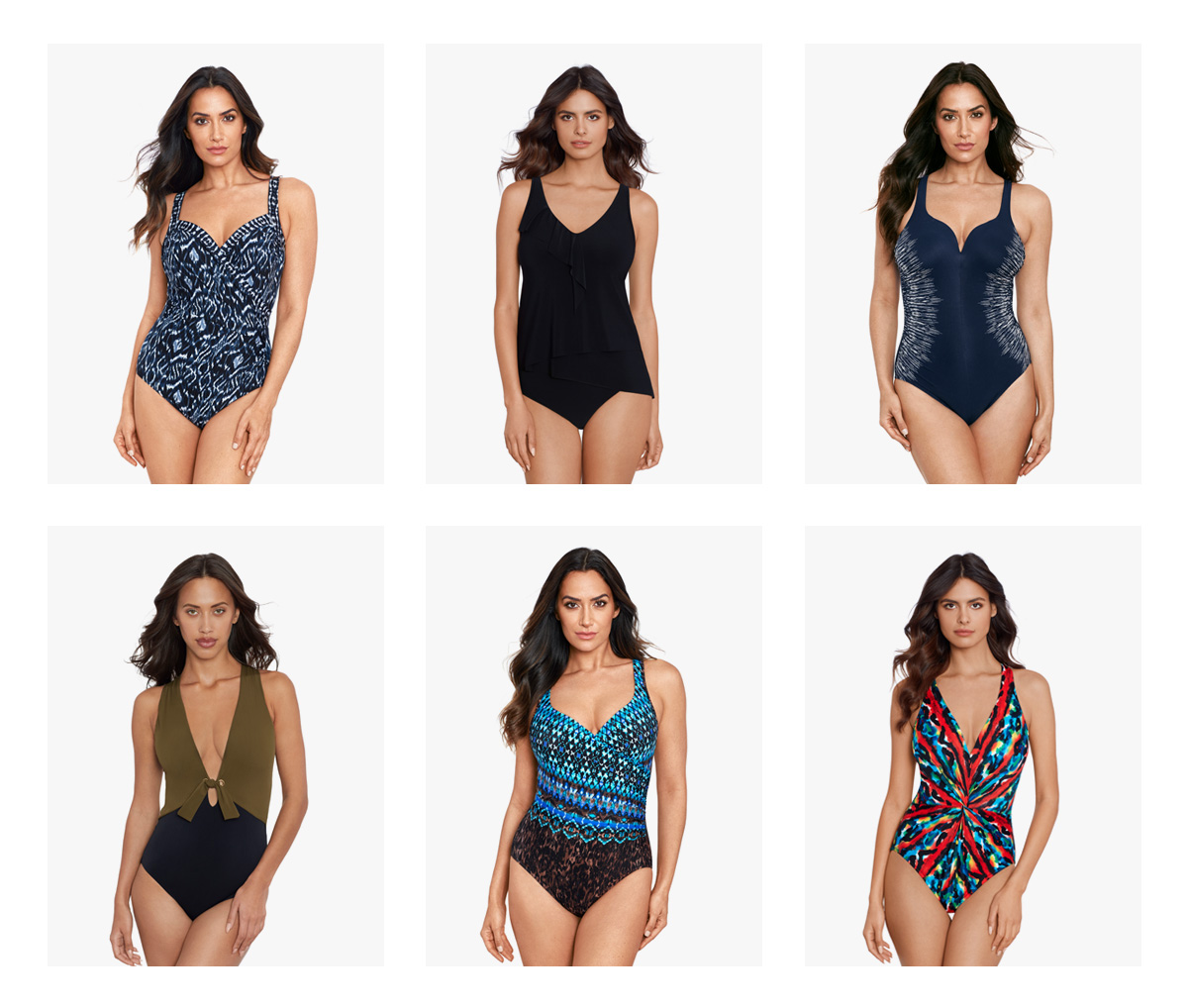 1 - MS Palatium Colorblock Sanibel 6553463 2 - MG Cascade Amira Tankini (Black) 6016379 3 - MS Silver Shores Temptress Blue/White 6553730 4 - AMO Copernicus Halley Swimsuit (Evoo) 6552024 5 - MS Untamed It's A Wrap Swimsuit 6552280 6 - MG Tribe Vibe Drew in Multi 6016458