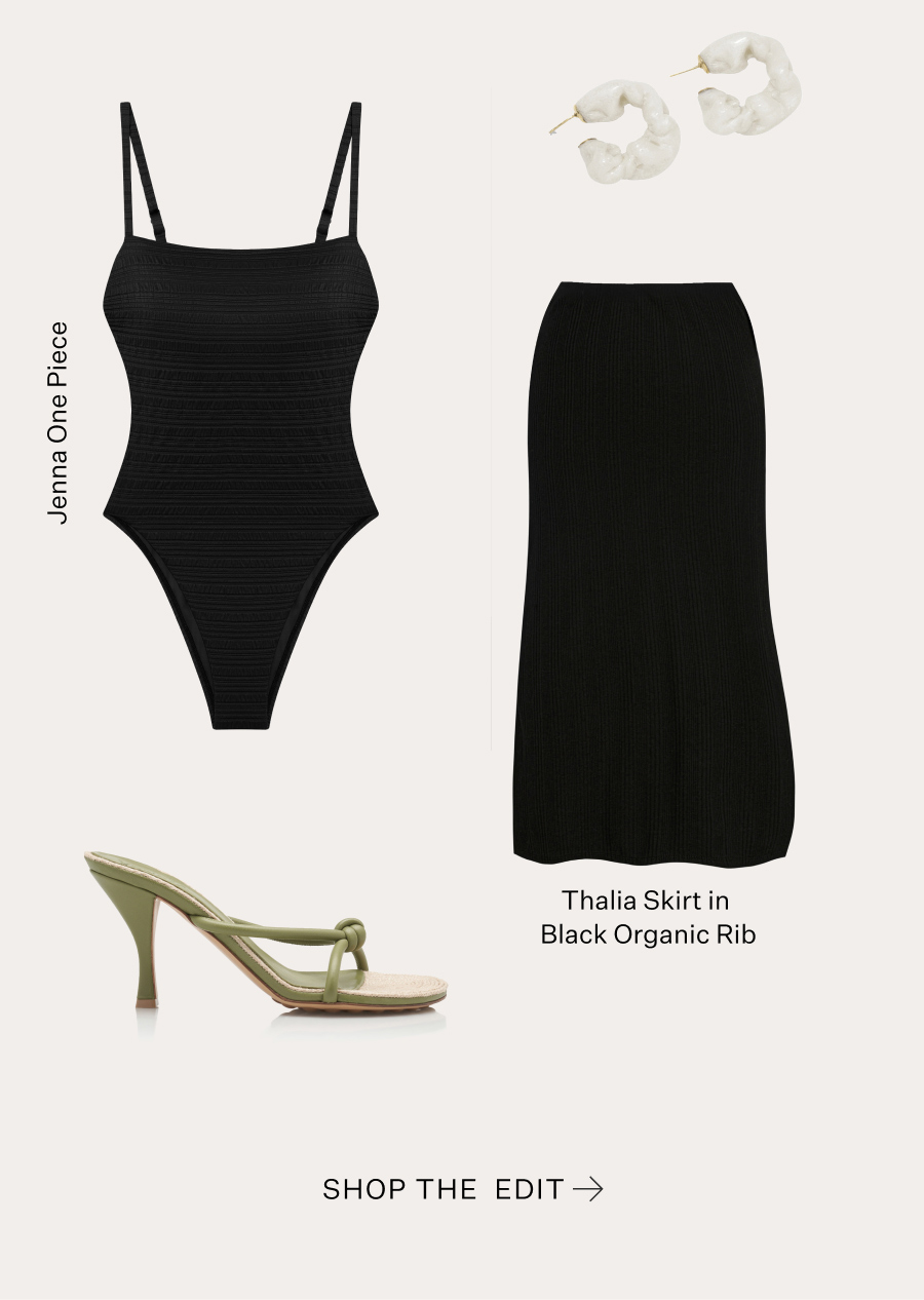 Jenna One Piece Thalia Skirt in Black Organic Rib SHOP THE EDIT