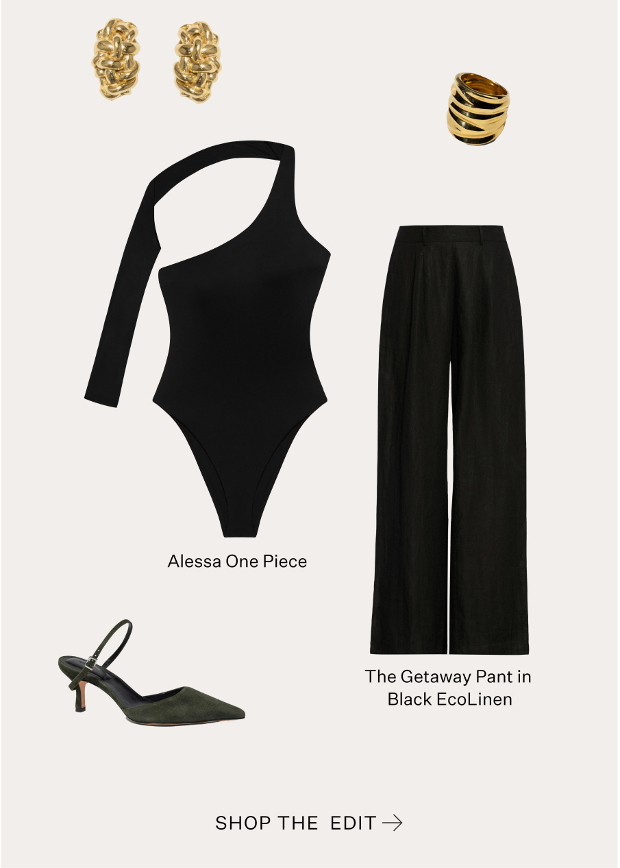 Alessa One Piece The Getaway Pant in Black EcoLinen SHOP THE EDIT