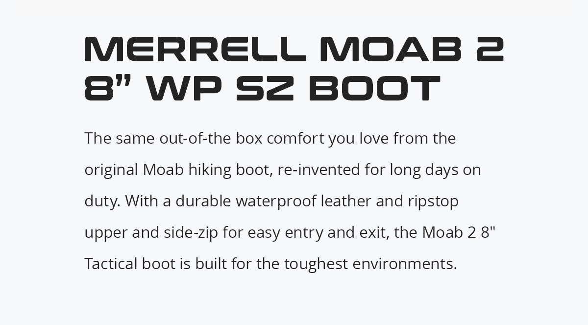 Merrell Moab 2 8" Tactical Waterproof Side-Zip Black Boot