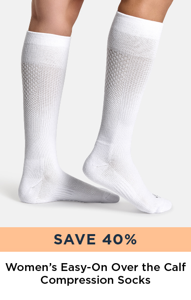 SAVE 40% WOMEN'S EASY ON OVER THE CALF COMPRESSION SOCKS  Womens Easy-On Over the Calf Compression Socks 