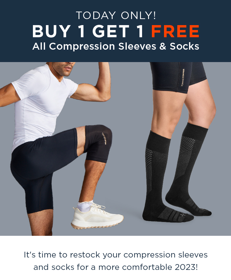 TODAY ONLY! BUY 1 GET 1 FREE ALL COMPRESSION SLEEVES & SOCKS