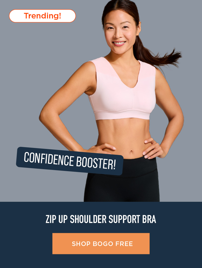 ZIP UP SHOULDER SUPPORT BRA SHOP BOGO FREE