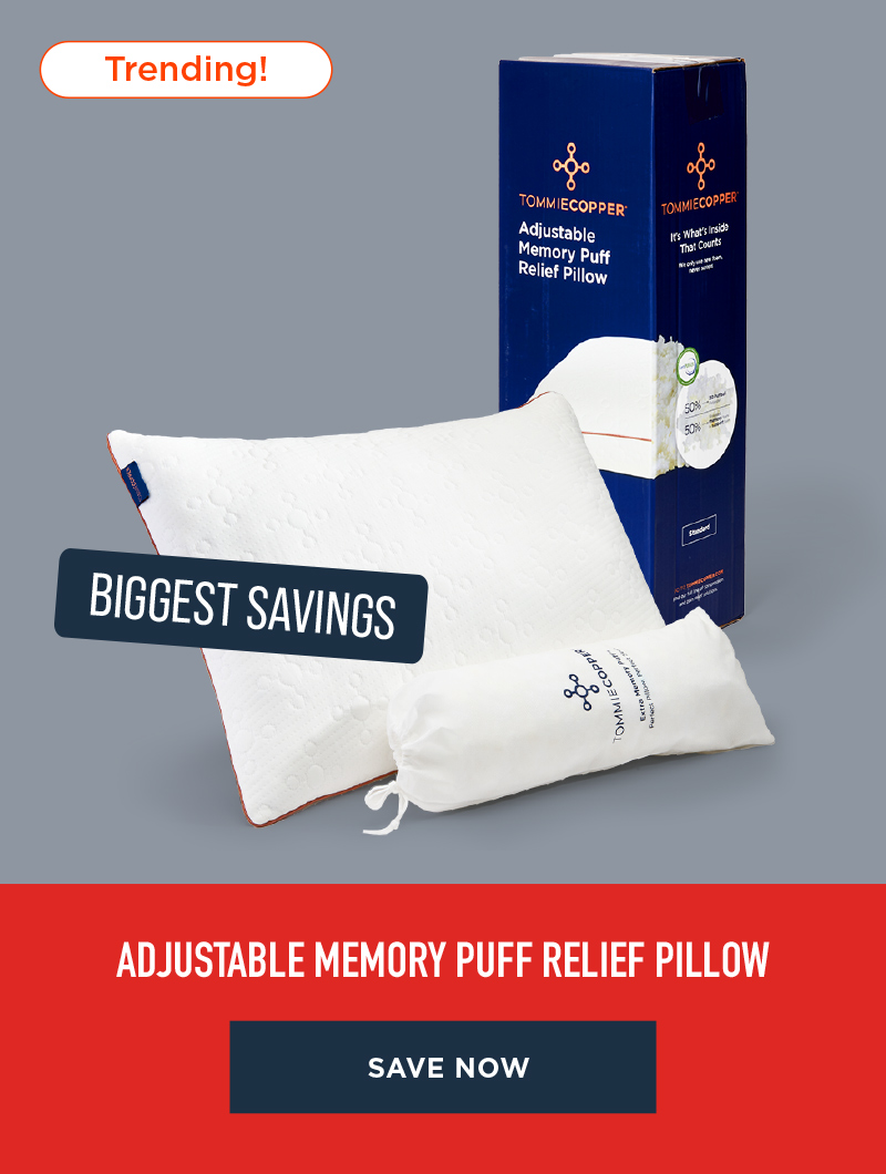 ADJUSTABLE MEMORY PUFF RELIEF PILLOW SAVE NOW