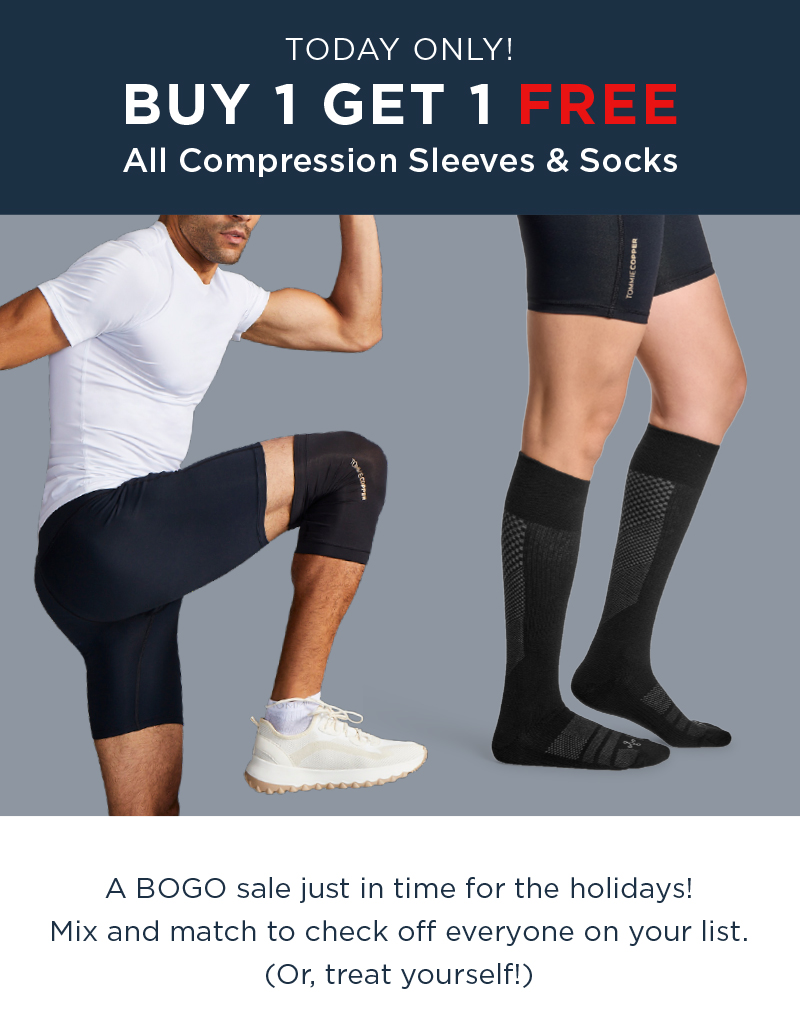 TODAY ONLY! BUY 1 GET 1 FREE ALL COMPRESSION SOCKS AND SLEEVES