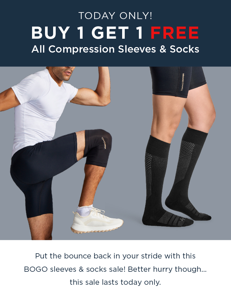 TODAY ONLY! BUY 1 GET 1 FREE ALL COMPRESSION SOCKS AND SLEEVES