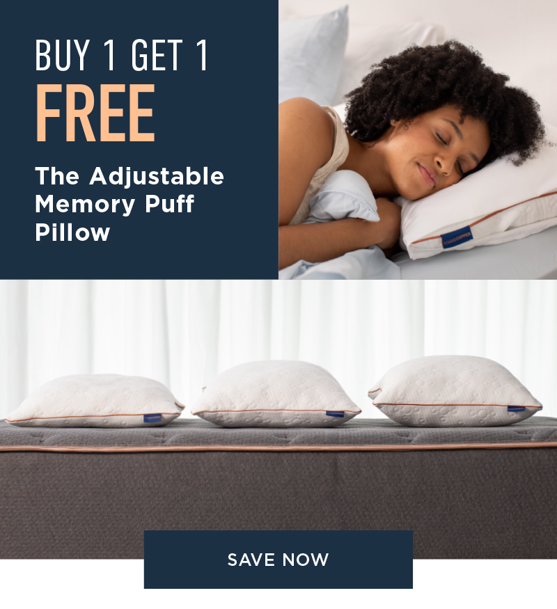 BUY 1 GET 1 FREE THE ADJUSTABLE MEMORY PUFF PILLOW SAVE NOW