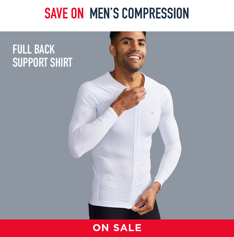 SAVE ON MEN'S COMPRESSION FULL BACK SUPPORT SHIRT