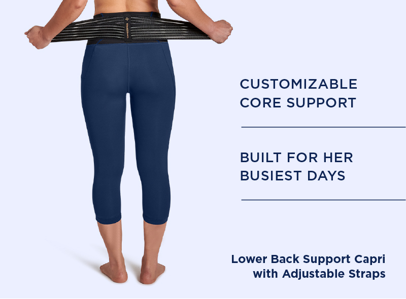 Women's Pro-Grade Lower Back Support Capri with Adjustable Straps