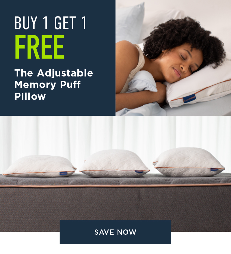 BUY 1 GET 1 FREE THE ADJUSTABLE MEMORY PUFF PILLOW SAVE NOW