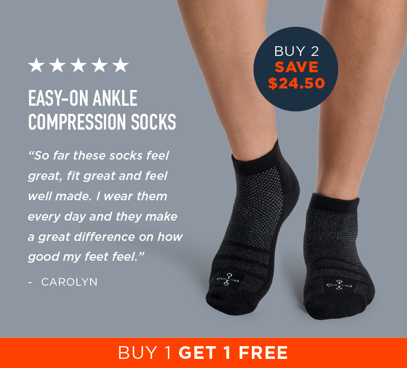 EASY ON ANKLE COMPRESSION SOCKS BUY 2 SAVE $24.50