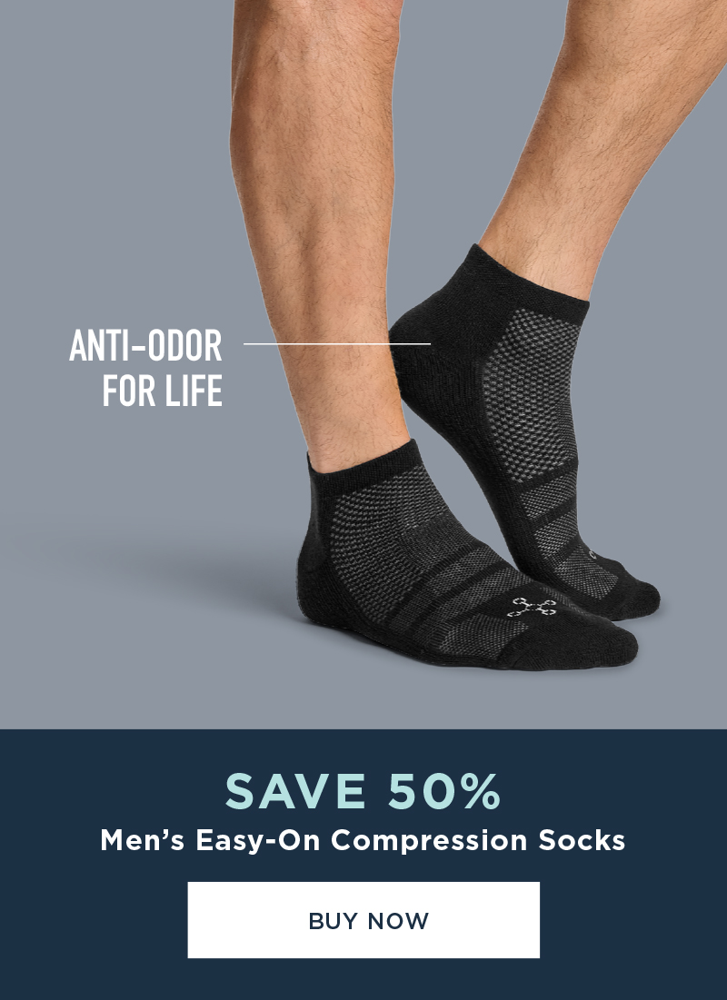 SAVE 50% MEN'S EASY ON COMPRESSION SOCKS BUY NOW