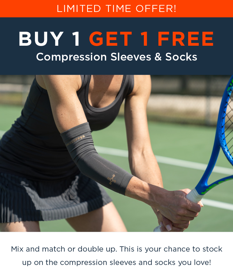 LIMITED TIME OFFER! BUY 1 GET 1 FREE COMPRESSION SLEEVES & SOCKS