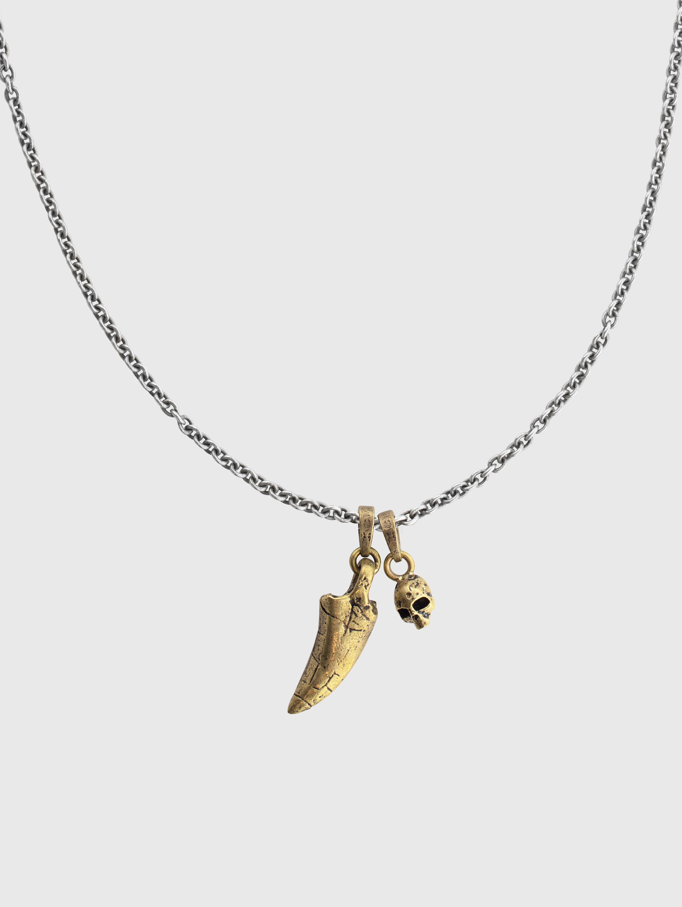 T-REX TOOTH AND SKULL PENDANT NECKLACE