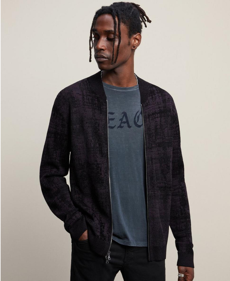 JACQUARD BASEBALL SWEATER JACKET