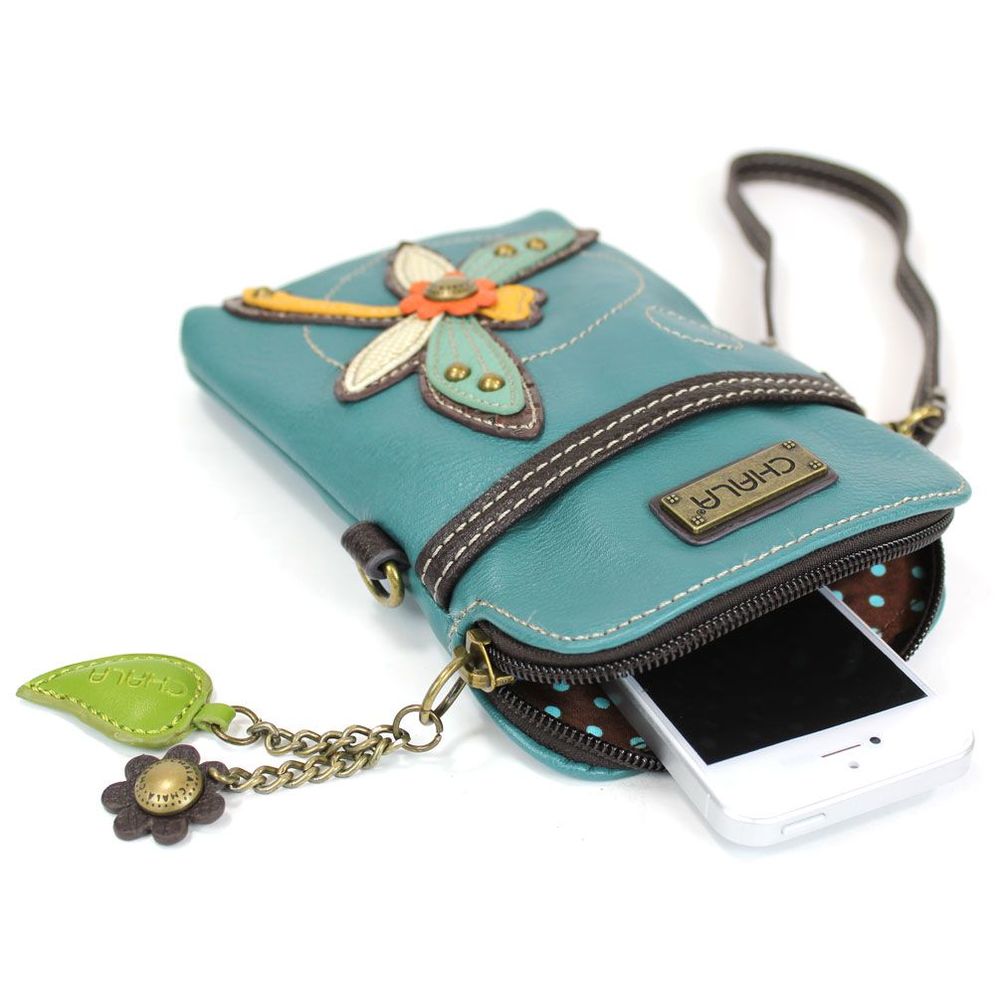 Chala Dragonfly Cell Phone Crossbody Bag Open with Cell Phone