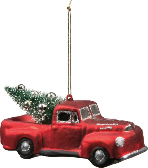 Farm Truck Glass Ornament