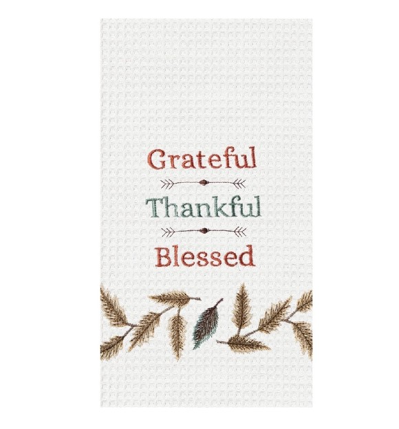 Grateful Thankful Blessed Dish Towel