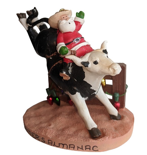 Ornament - Almanac Santa on Rodeo Bull