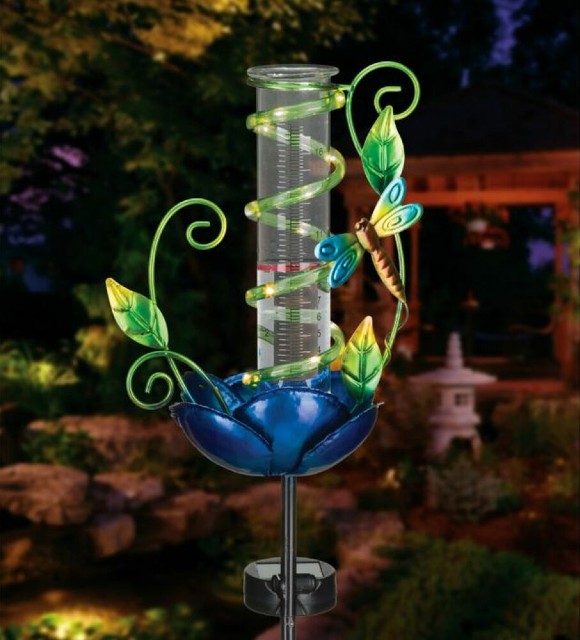 Rain Gauge Solar Stake Dragonfly