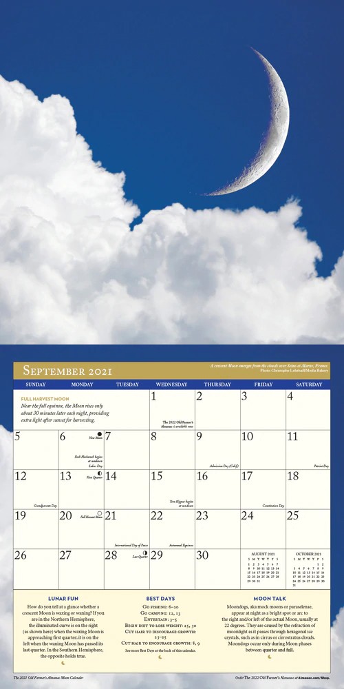 September 2021 Moon Calendar