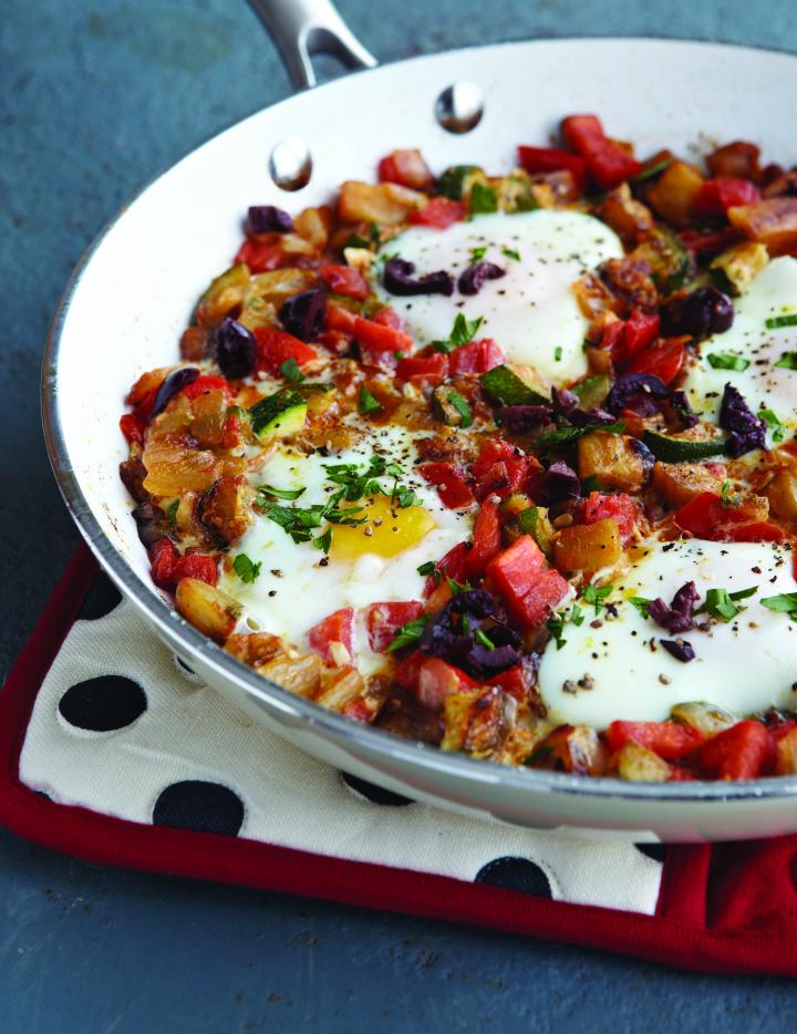 Ratatouille with poached eggs
