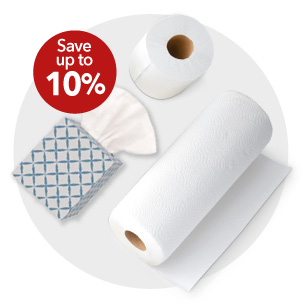 10% Off Toilet Paper, Facial Tissue & Paper Towel up to $40 spent