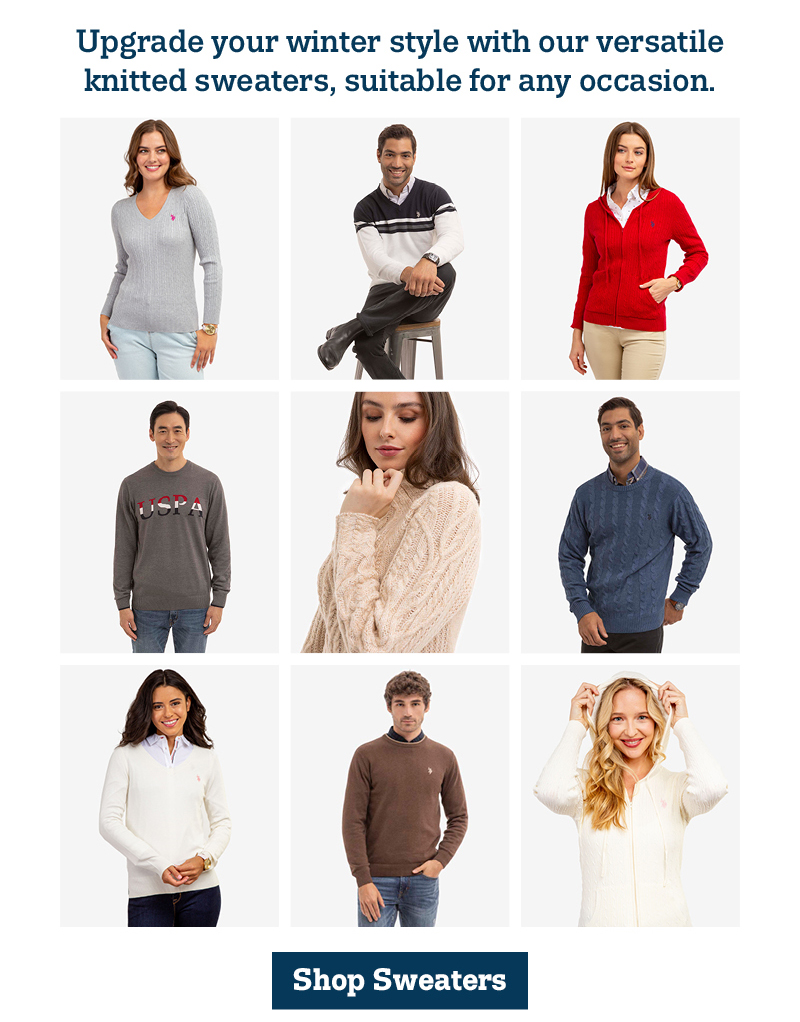 Upgrade your winter style with our versatile knitted sweaters, suitable for any occasion. Shop Sweaters