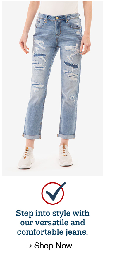 Step into style with our versatile and comfortable jeans. Shop now