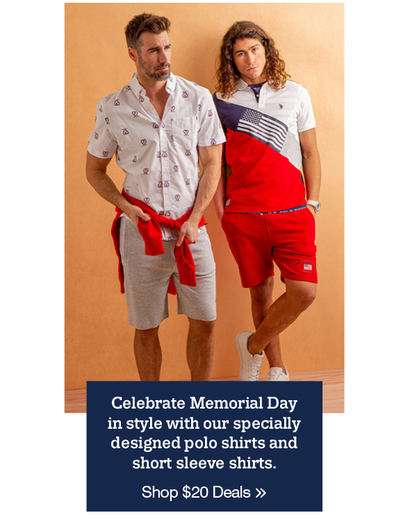 Celebrate Memorial Day in style with our specially designed polo shirts and short sleeve shirts. Shop $20 deals