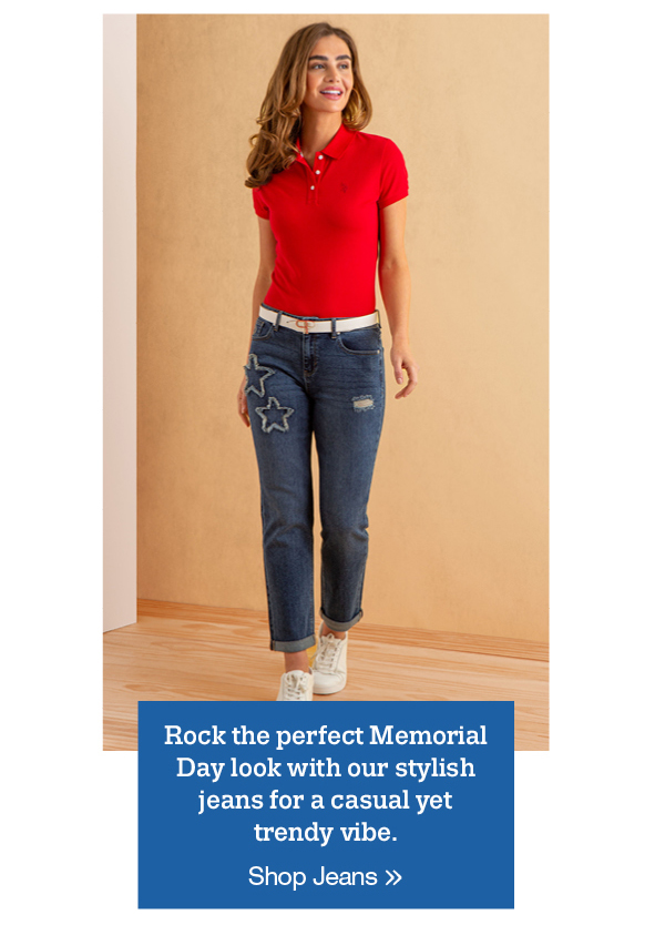 Rock the perfect Memorial Day look with our stylish jeans for a casual yet trendy vibe.