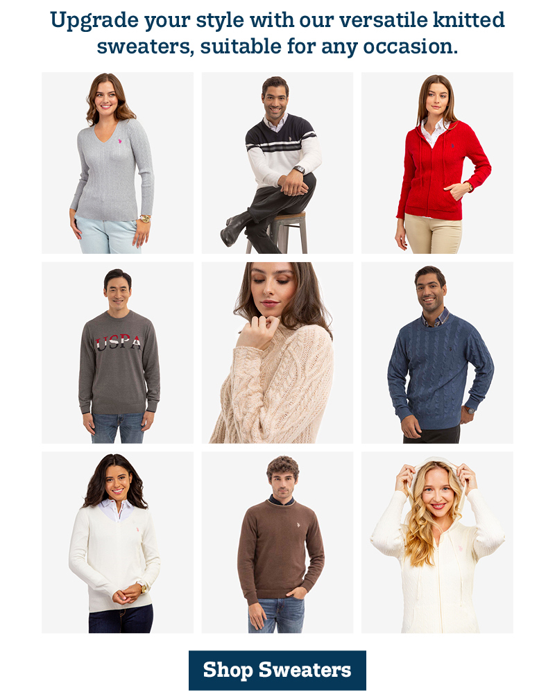 Upgrade your style with our versatile knitted sweaters, suitable for any occasion. Shop sweaters