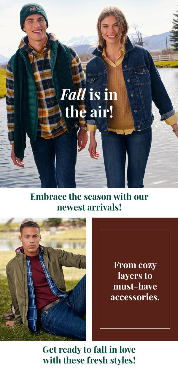 Fall is in the air! Embrace the season with our newest arrivals! From cozy layers to must-have accessories. Get ready to fall in love with these fresh styles!