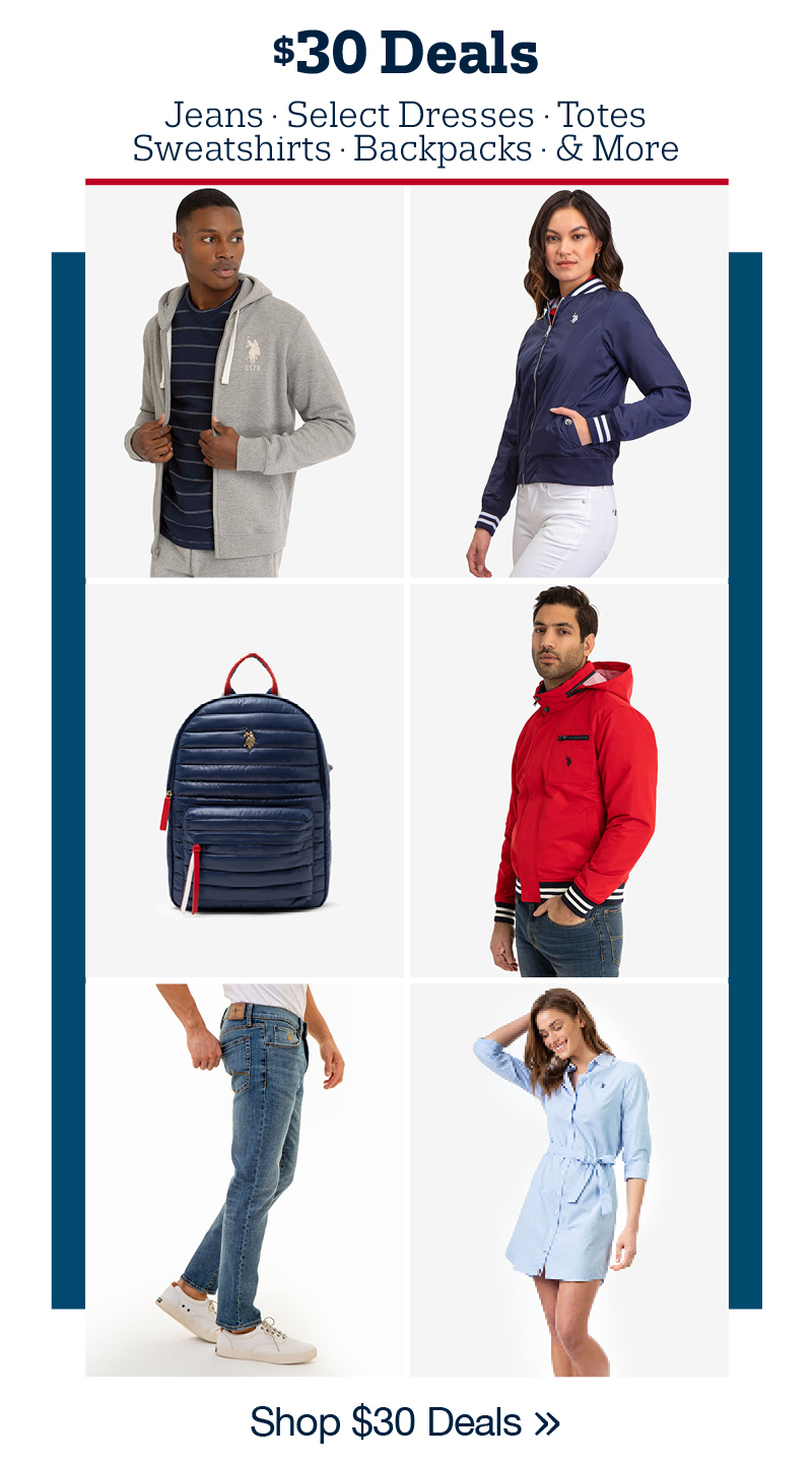 $30 Deals: Jeans, select dresses, totes, sweatshirts, backpacks and more. Shop $30 deals