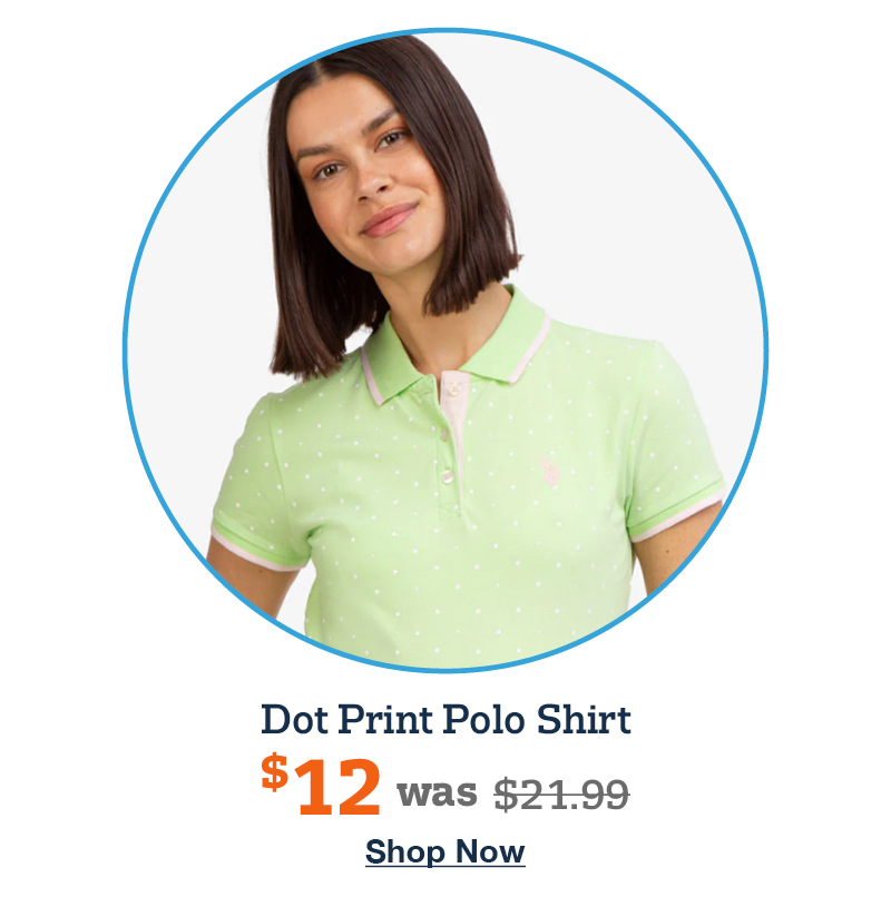 Dot Print Polo Shirt $12 was $21.99 Shop now