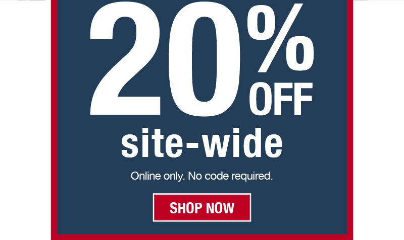 Extra 20% off site-wide. Online only. No code required.