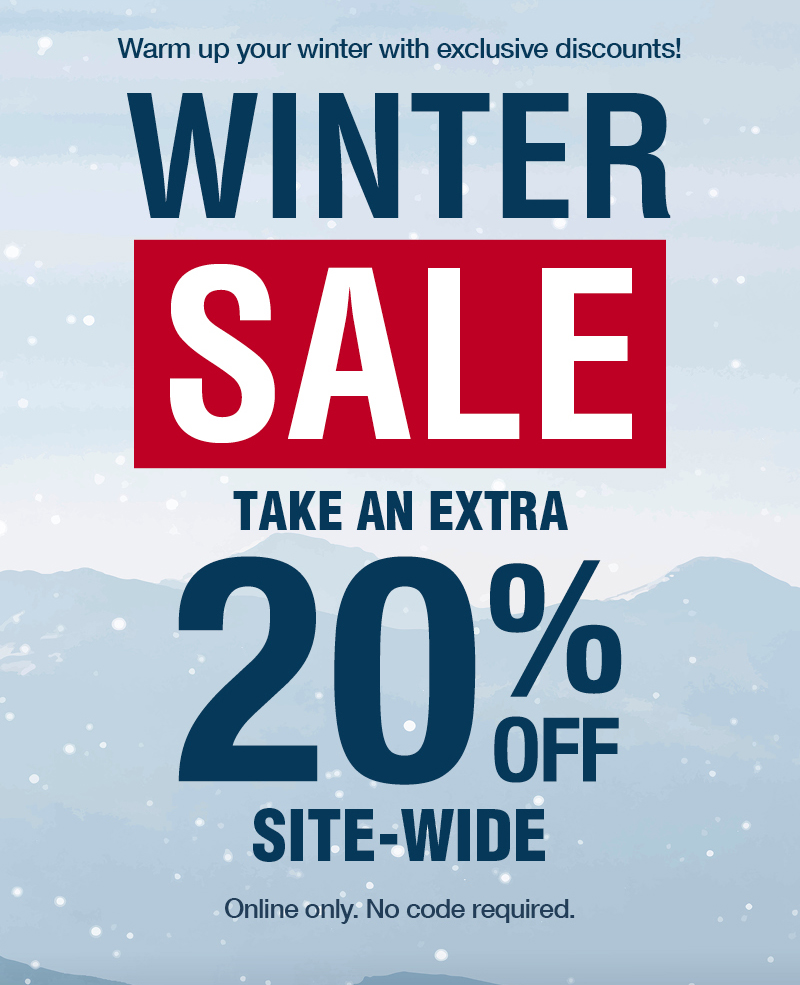 Warm up your winter with exclusive discounts! Winter Sale: Take an extra 20% off site-wide. Online only. No code required.