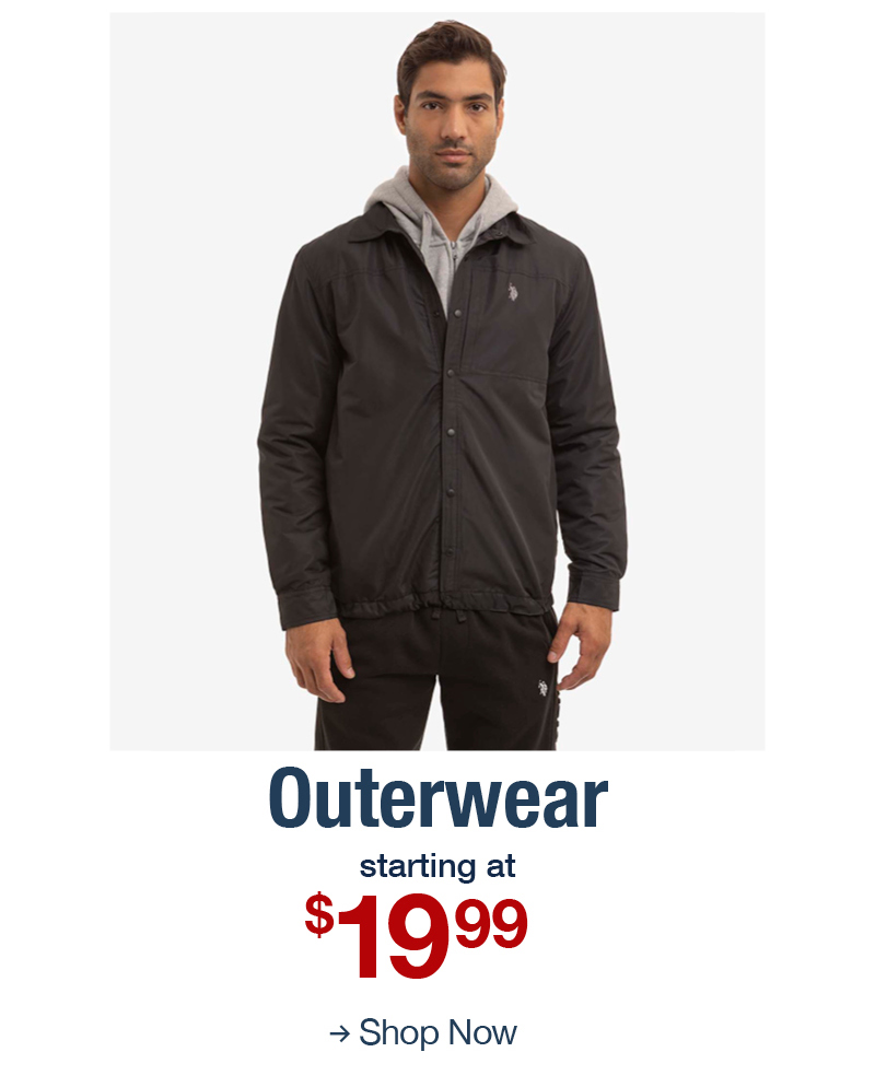 Outerwear starting at $19.99 Shop now
