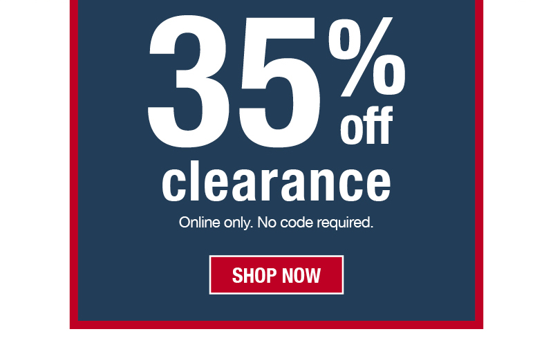 Extra 35% off Clearance. Online only. No code required.