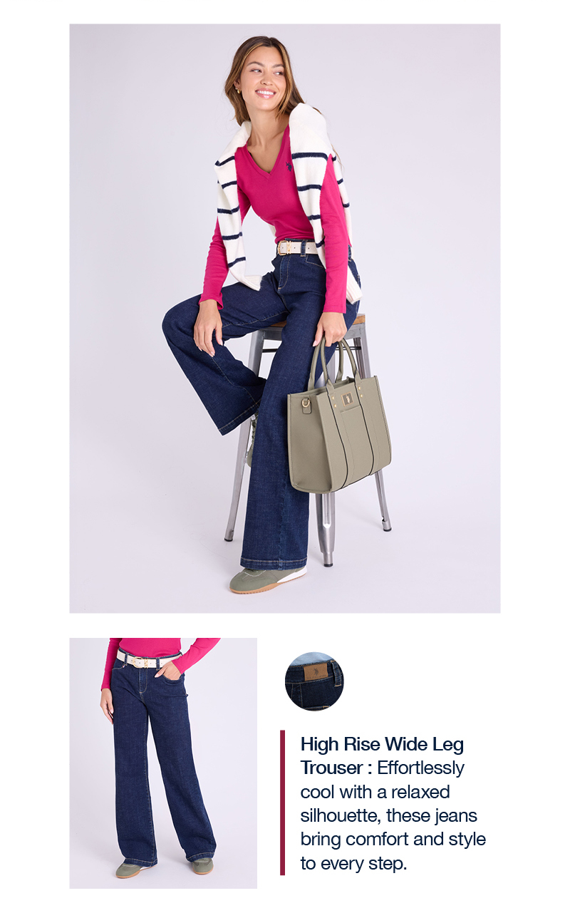 High Rise Wide Leg Trouser : Effortlessly cool with a relaxed silhouette, these jeans bring comfort and style to every step.