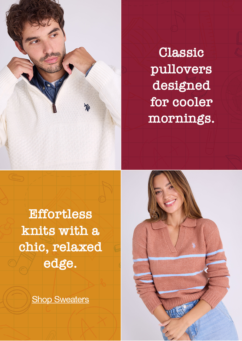 Classic pullovers designed for cooler mornings. Effortless knits with a chic, relaxed edge. Shop sweaters