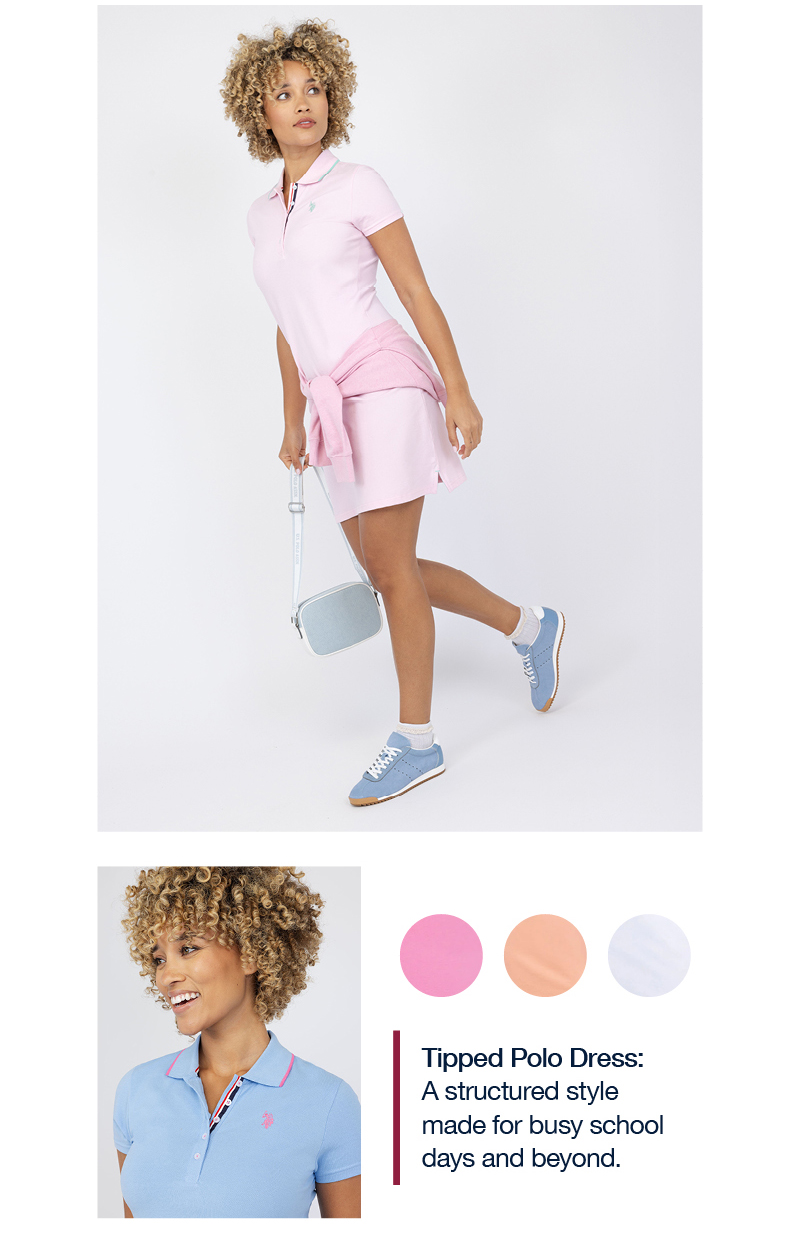 Tipped Polo Dress: A structured style made for busy school days and beyond.