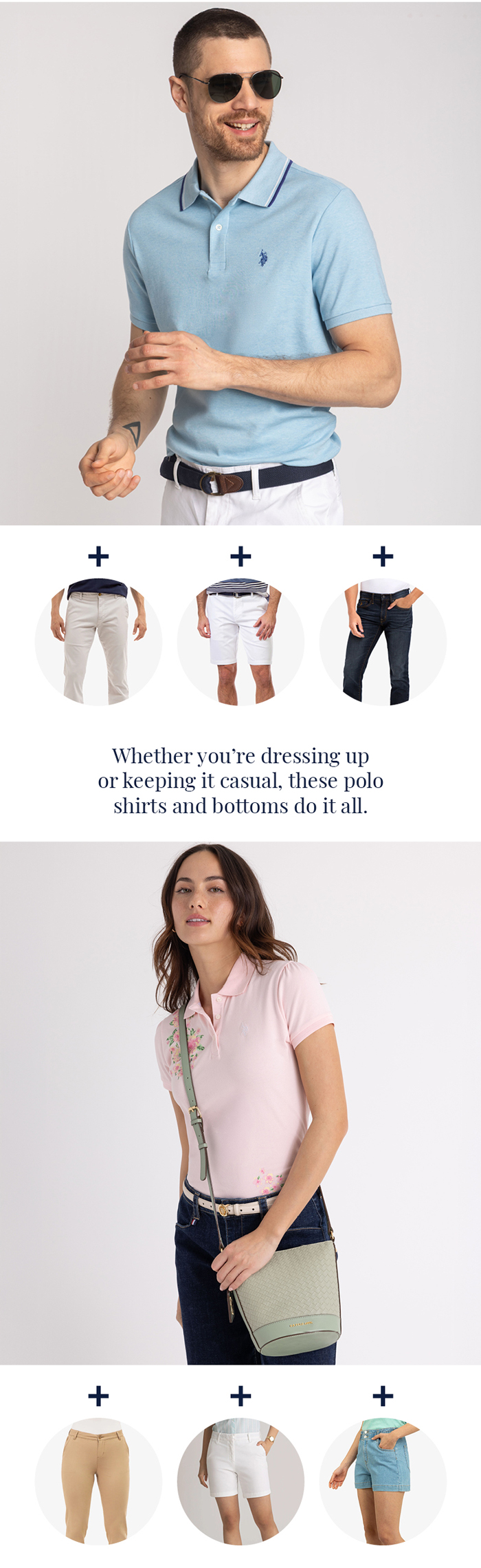 Whether you’re dressing up or keeping it casual, these polo shirts and bottoms do it all.