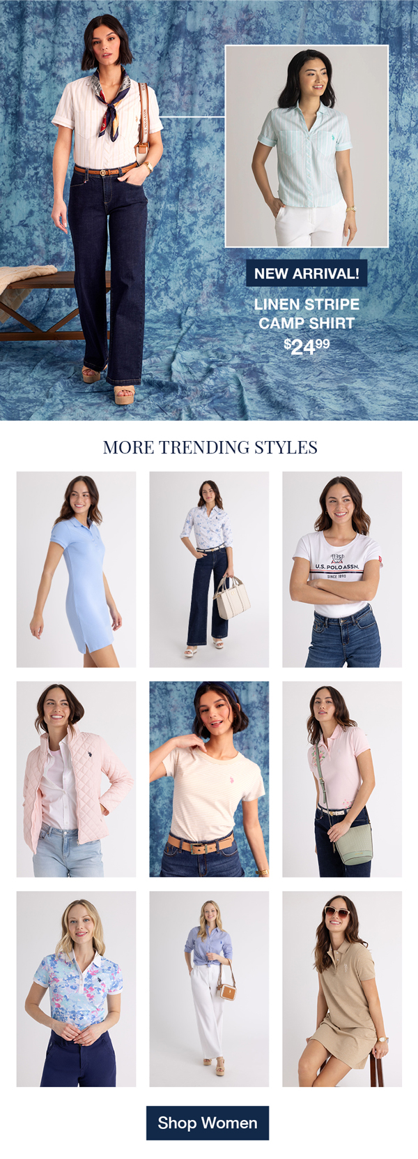 New arrival! Linen stripe camp shirt $24.99 More trending styles shop women