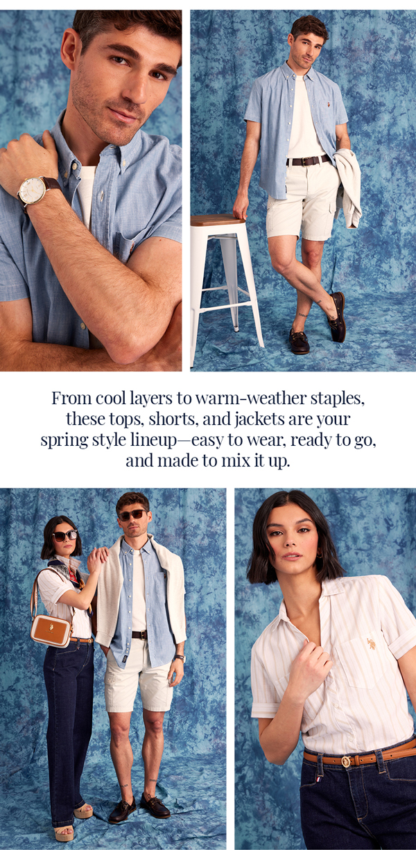 From cool layers to warm-weather staples, these tops, shorts, and jackets are your spring style lineup—easy to wear, ready to go, and made to mix it up.