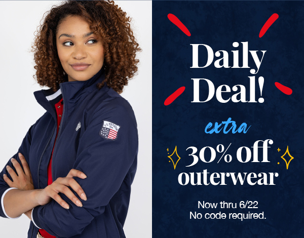 Daily deal! Extra 30% off outerwear. Now thru 6/22 no code required.